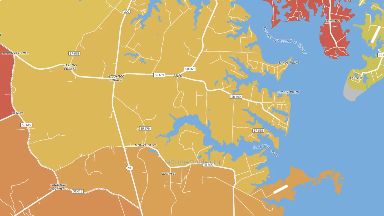 Wicomico Church, VA Map of Assault Rates