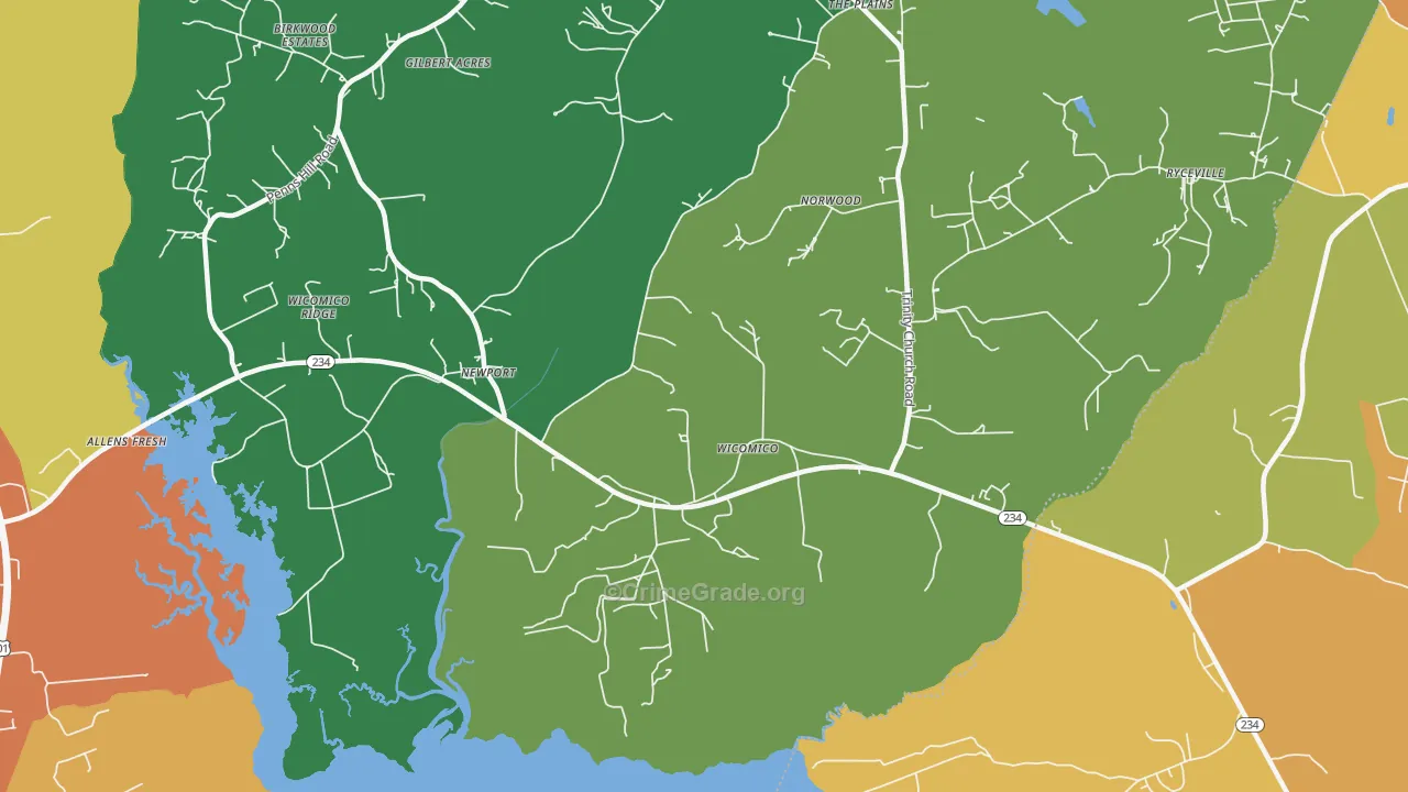 Wicomico, MD Map of Assault Rates