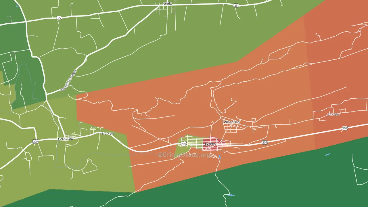 Wiconisco, PA Map of Assault Rates