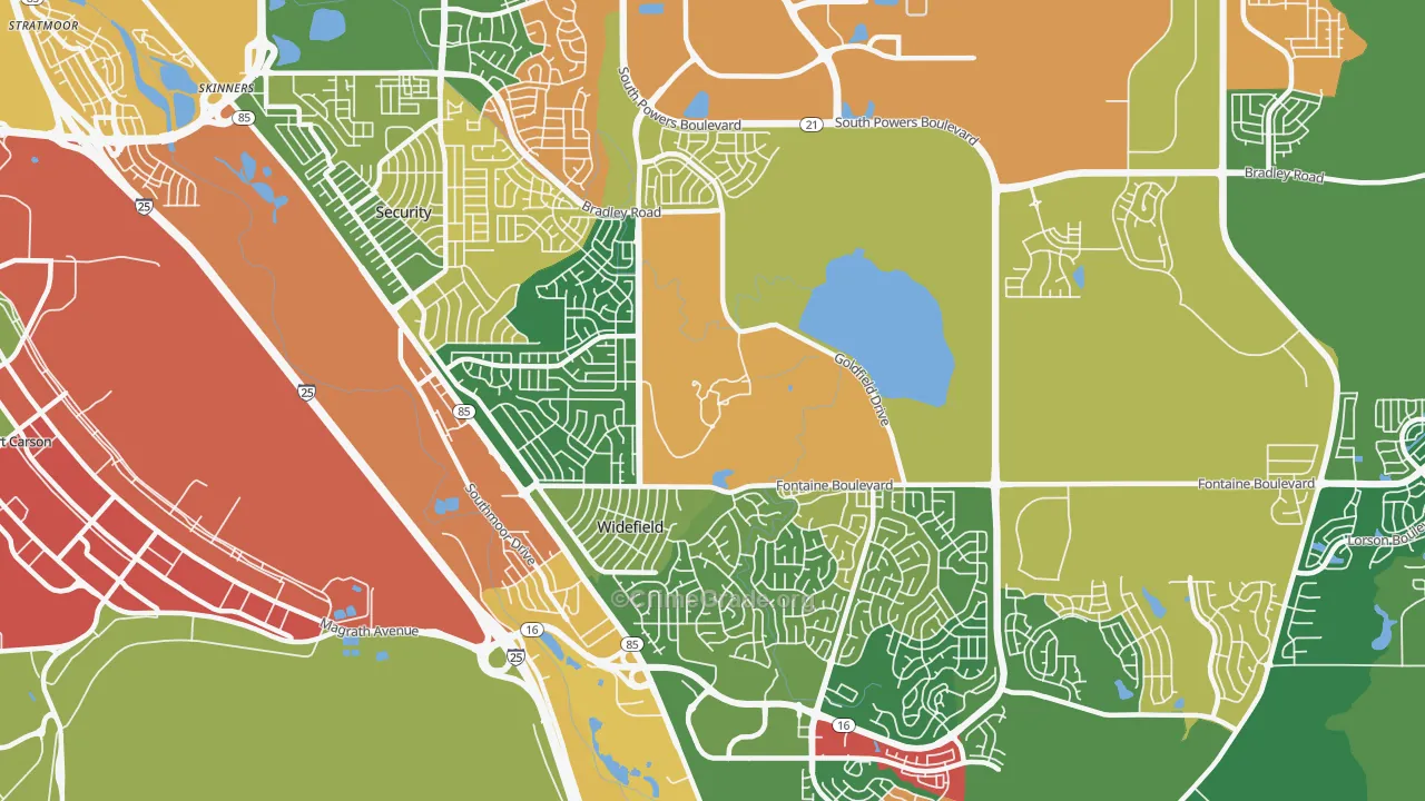 Widefield, Security-Widefield, CO Map of Assault Rates