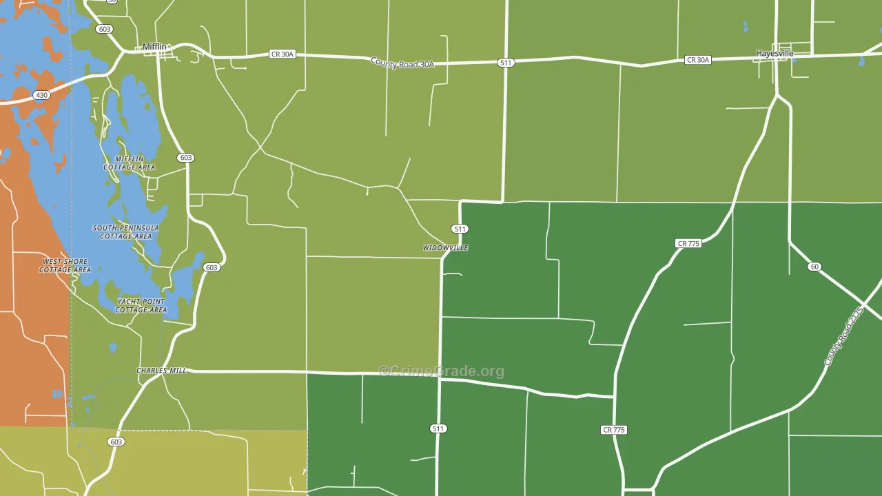 Widowville, OH Map of Assault Rates