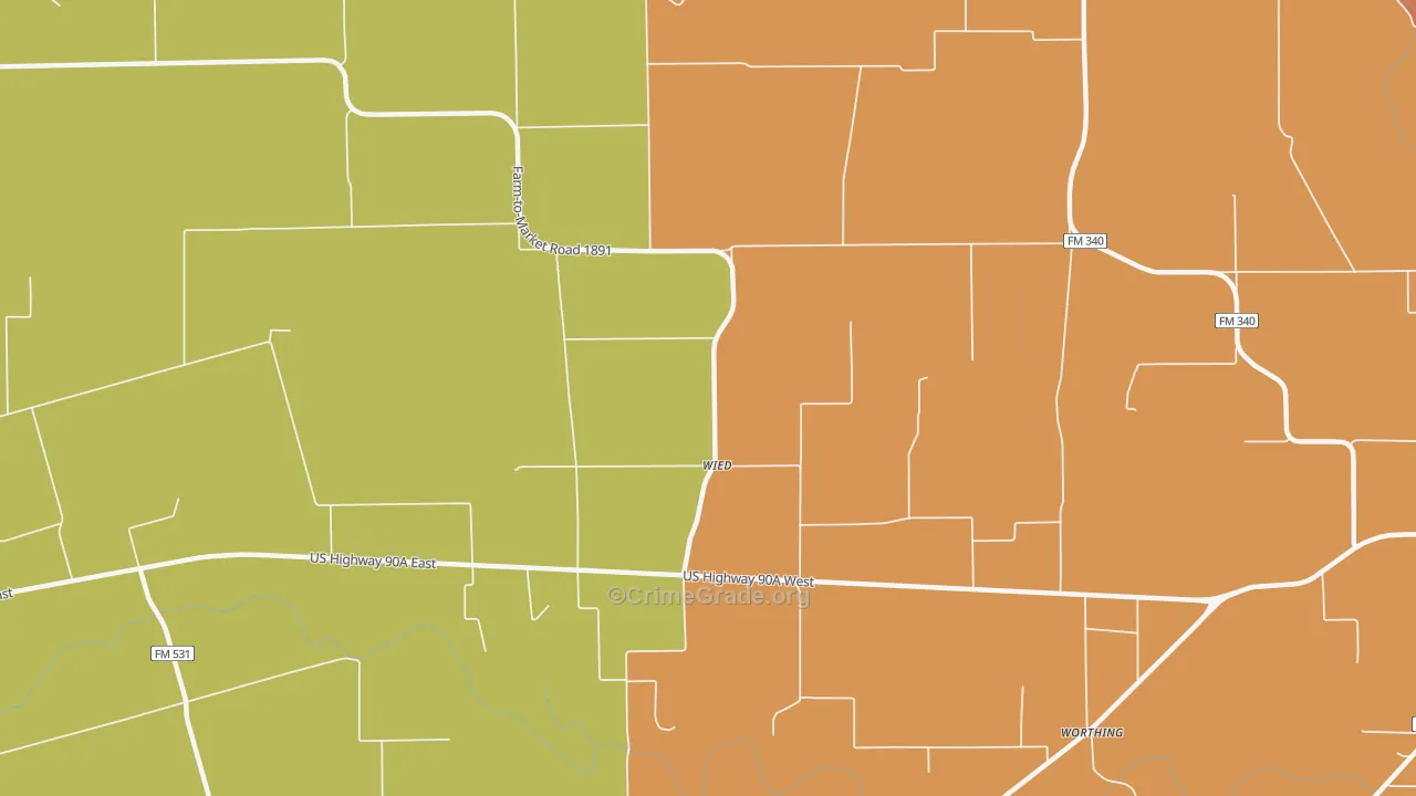 Wied, TX Map of Assault Rates