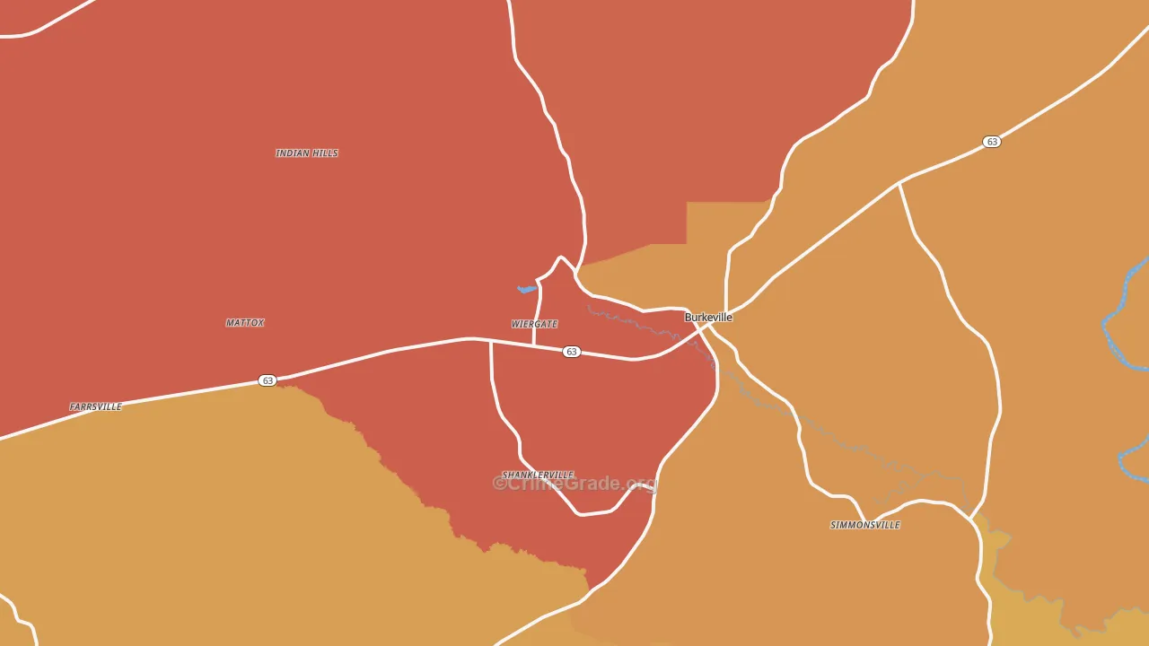 Wiergate, TX Map of Assault Rates