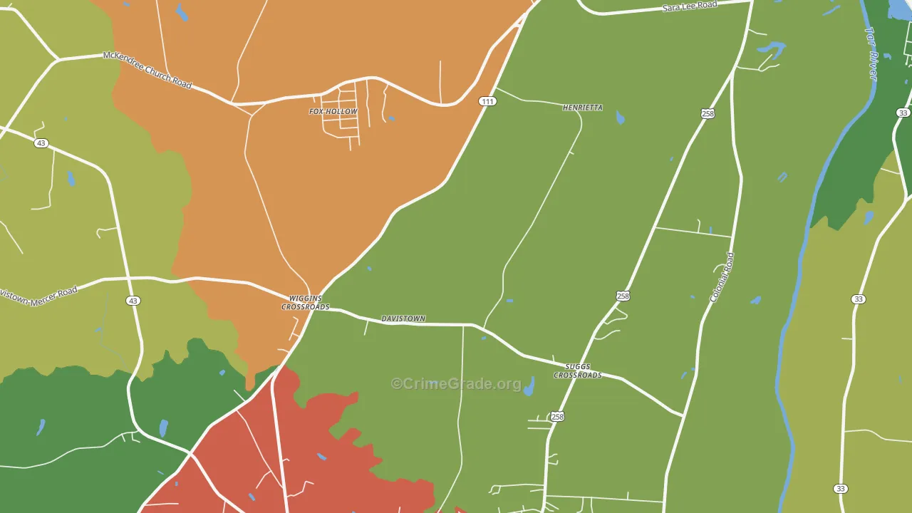 Wiggins Crossroads, NC Map of Assault Rates