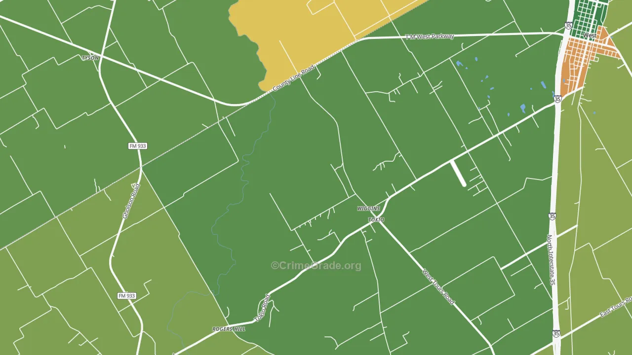 Wiggins, TX Map of Assault Rates