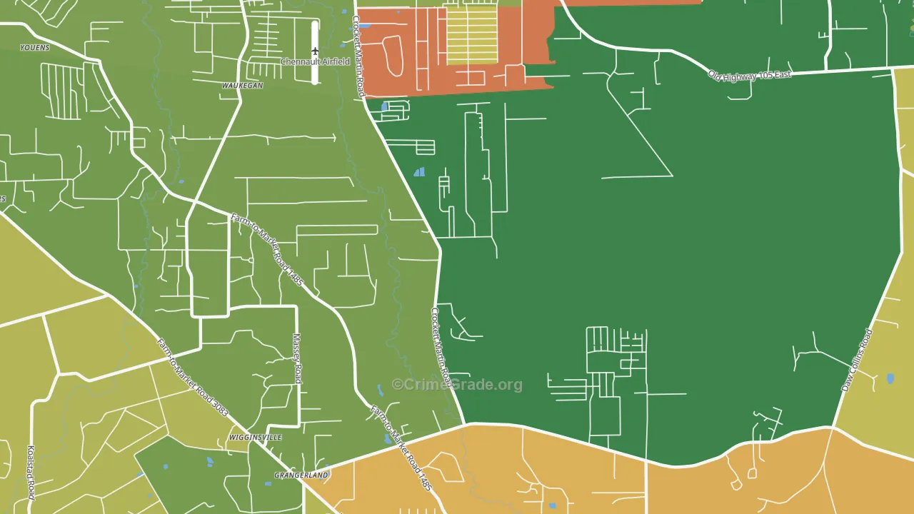 Wigginsville, TX Map of Assault Rates