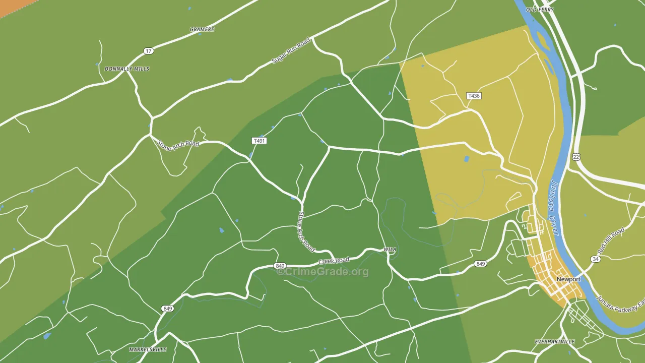 Wila, PA Map of Assault Rates