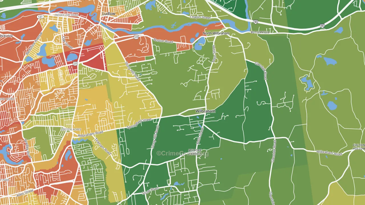 Wilbraham, MA Map of Assault Rates