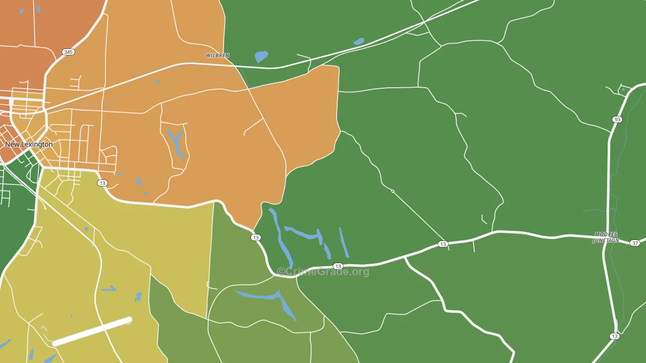 Wilbren, OH Map of Assault Rates
