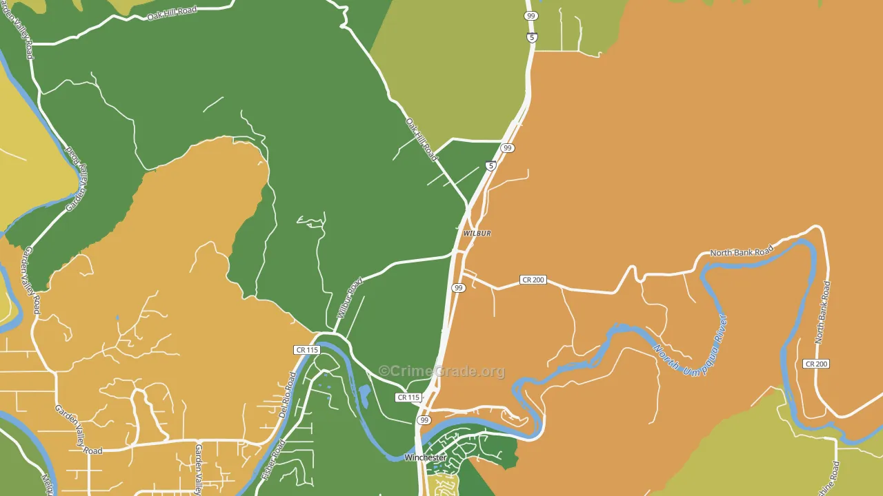 Wilbur, OR Map of Assault Rates