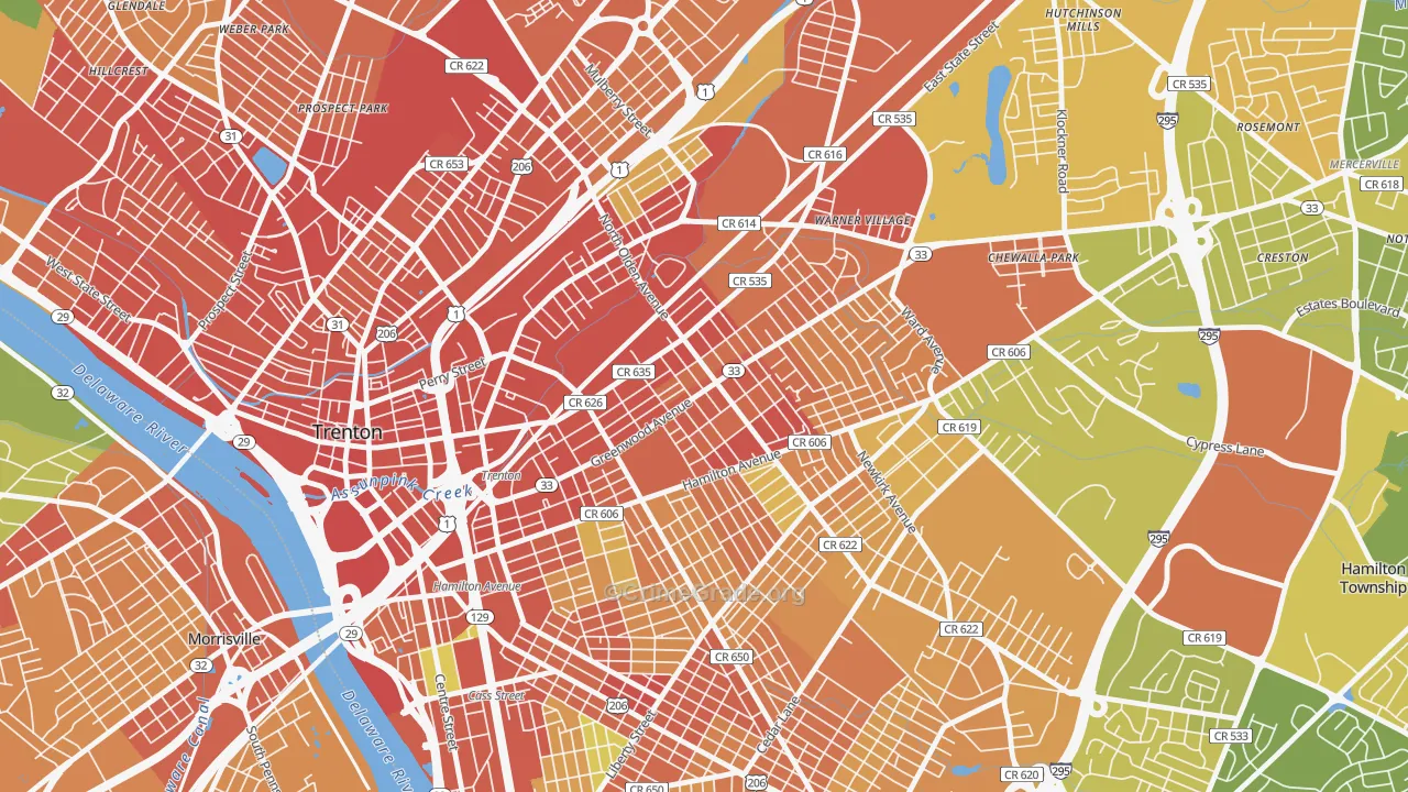 Wilbur, Trenton, NJ Map of Assault Rates