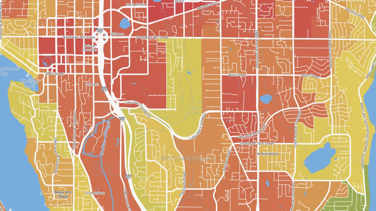 Wilburton, Bellevue, WA Map of Assault Rates