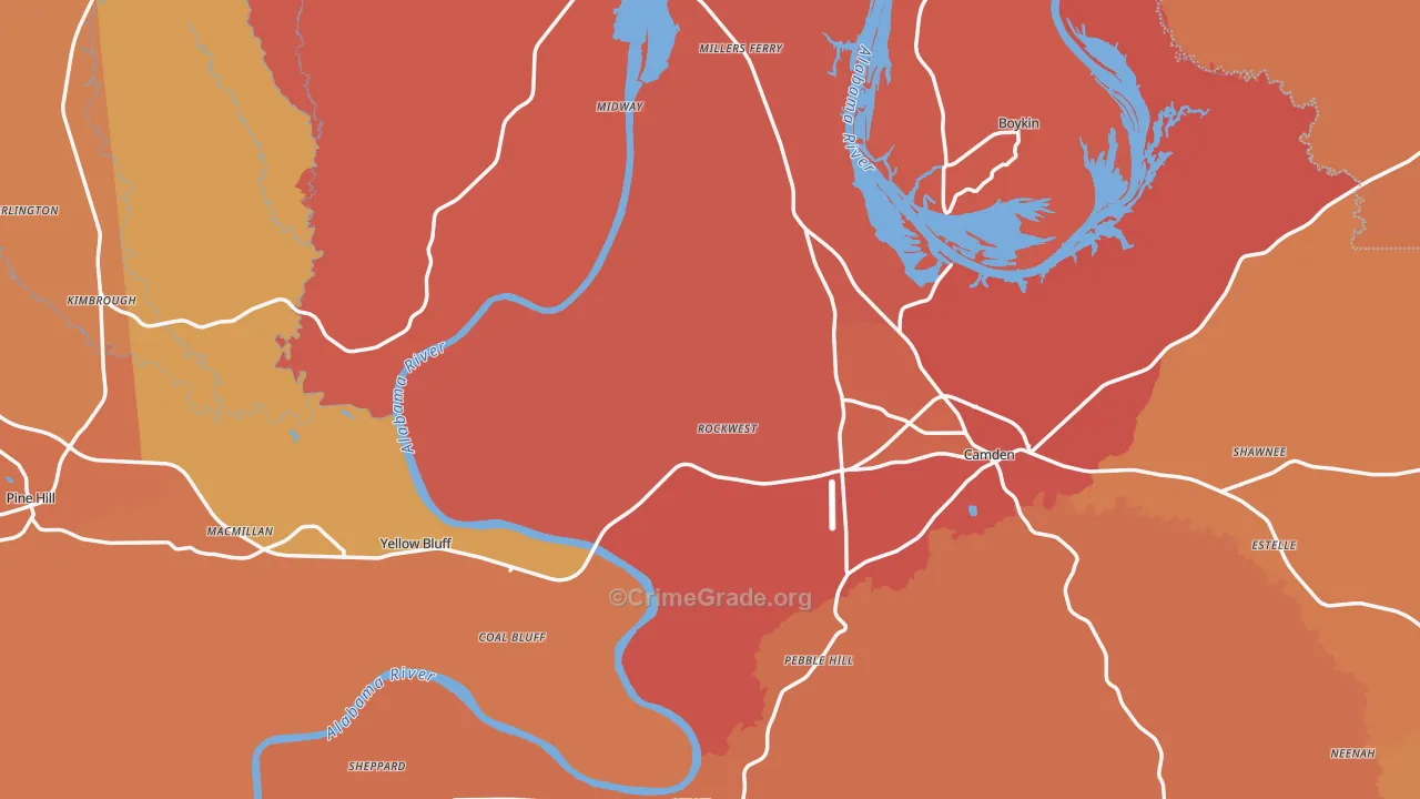 Wilcox County, AL Map of Assault Rates