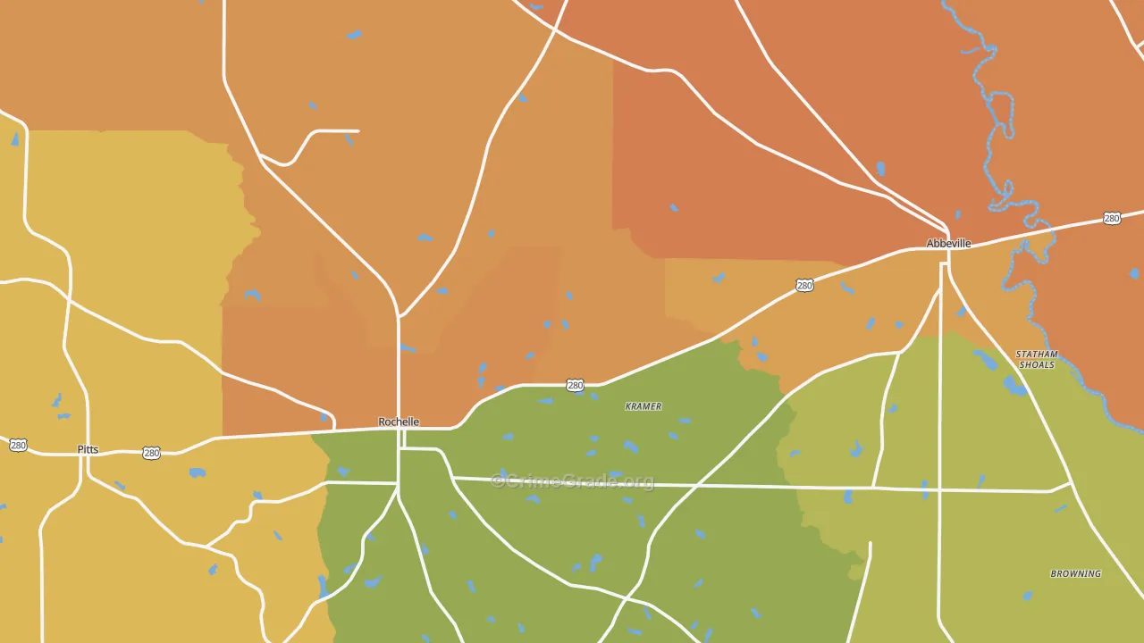 Wilcox County, GA Map of Assault Rates