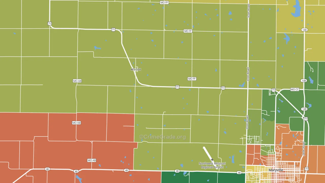Wilcox, MO Map of Assault Rates