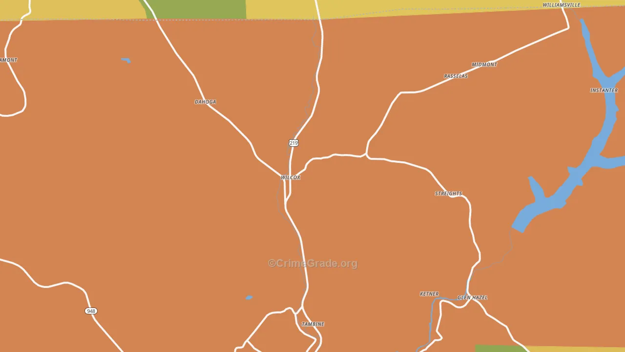 Wilcox, PA Map of Assault Rates