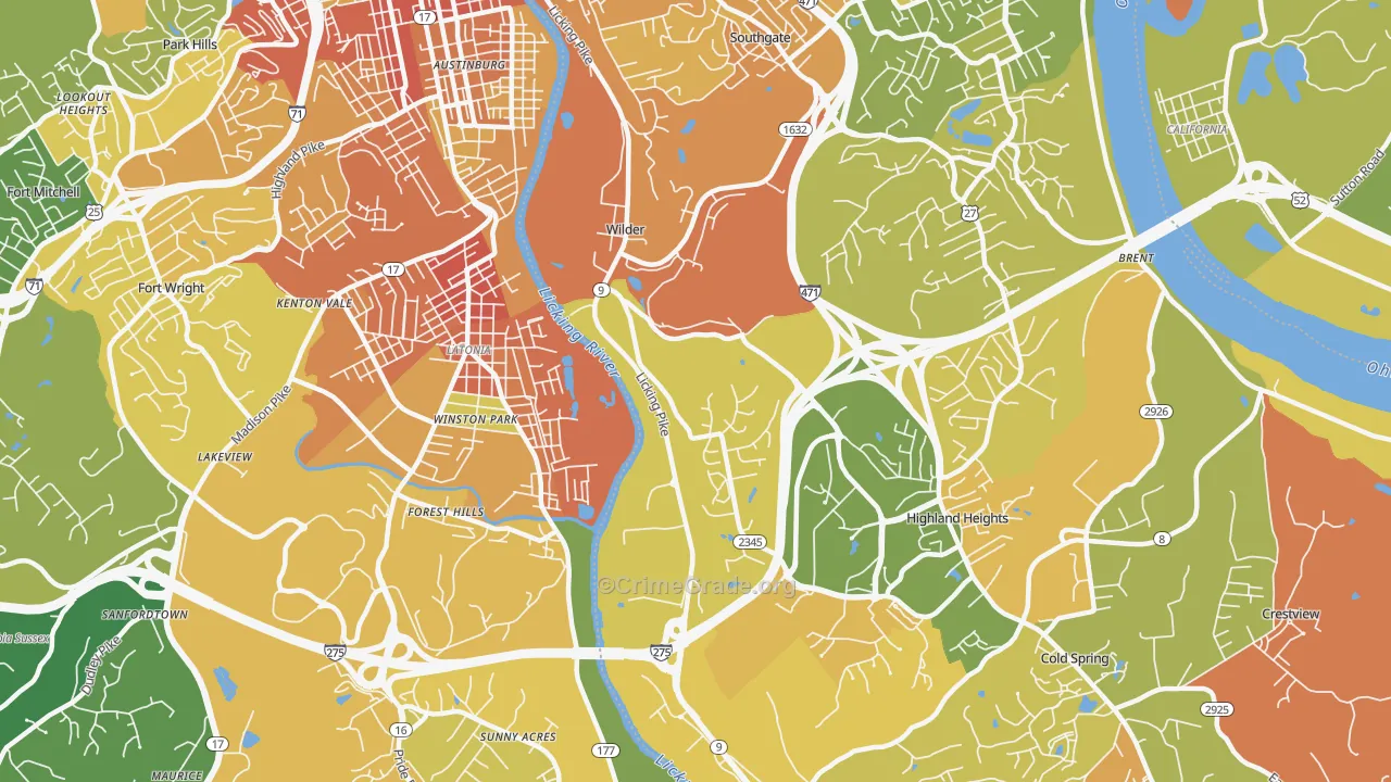 Wilder, KY Map of Assault Rates