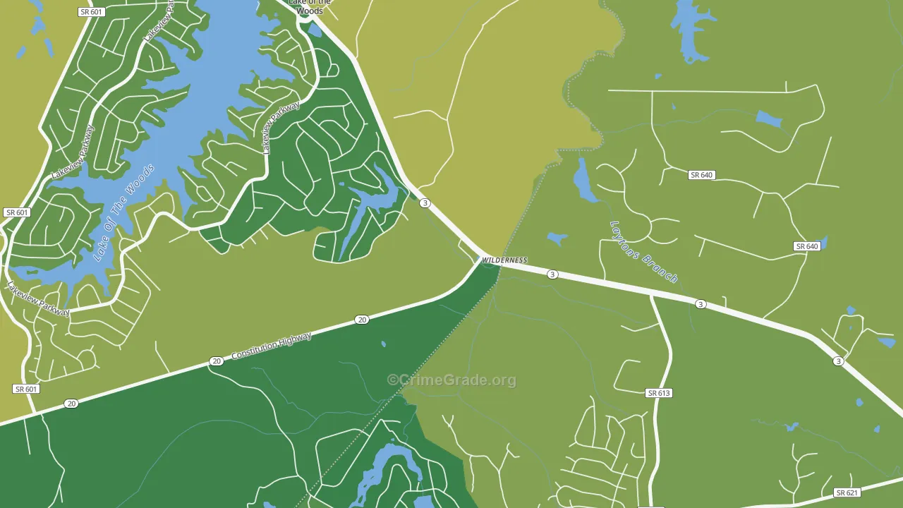 Wilderness, VA Map of Assault Rates
