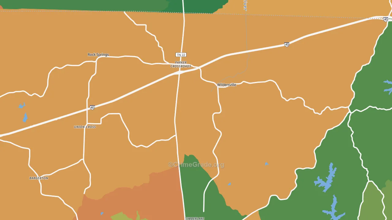 Wildersville, TN Map of Assault Rates