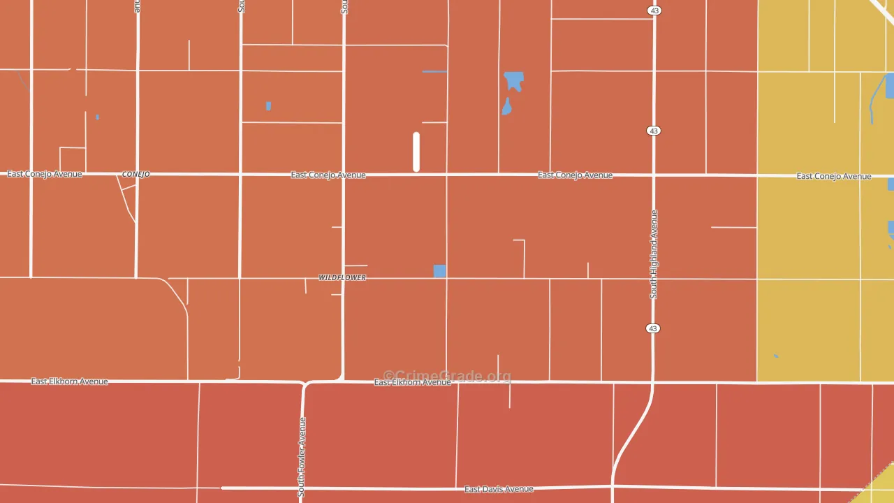 Wildflower, CA Map of Assault Rates