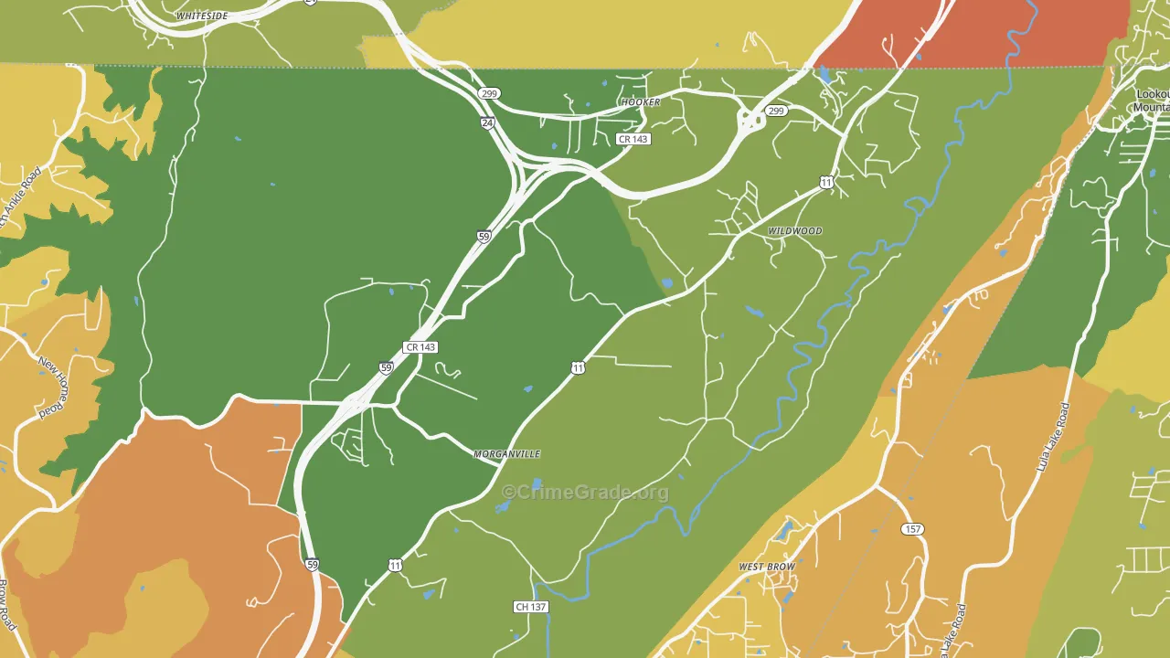 Wildwood, GA Map of Assault Rates