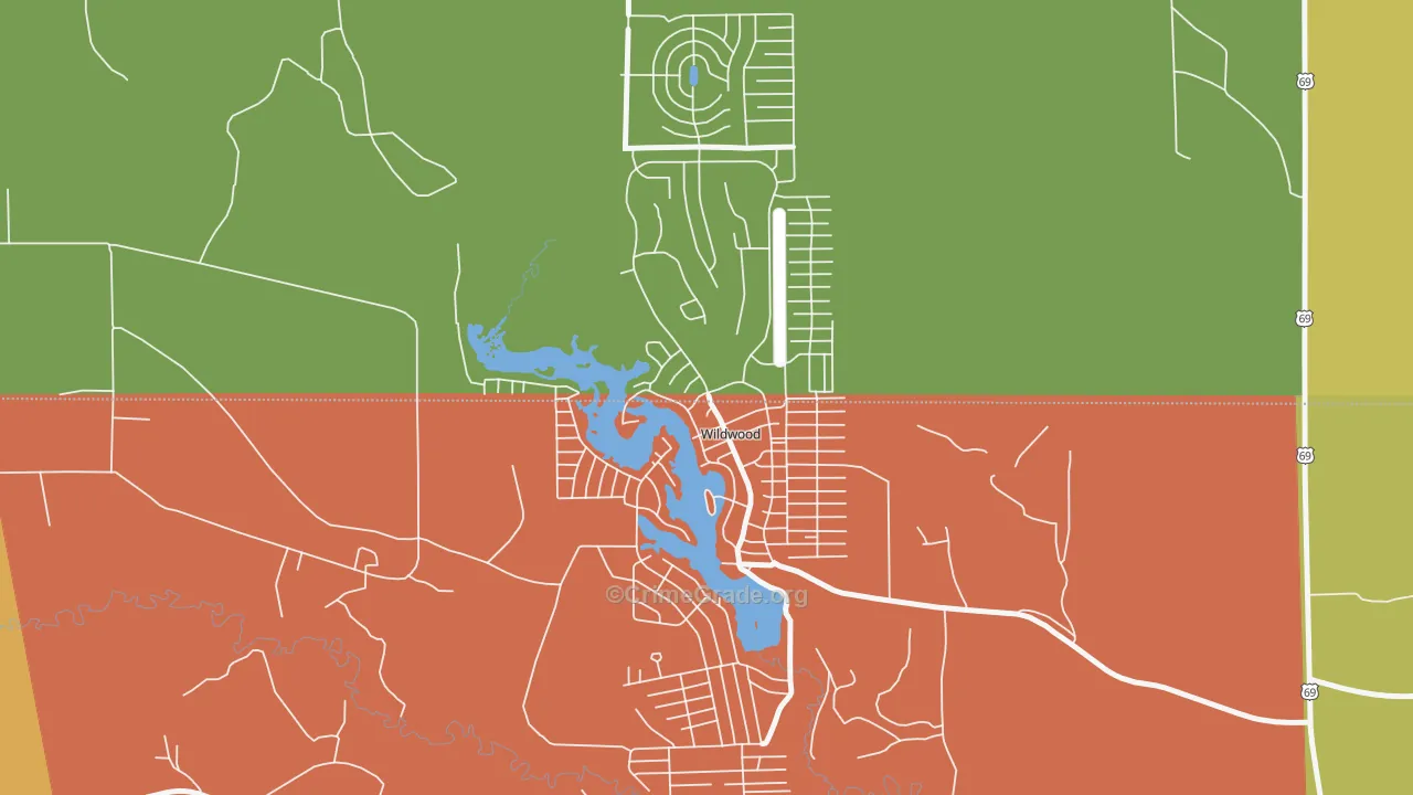 Wildwood, TX Map of Assault Rates