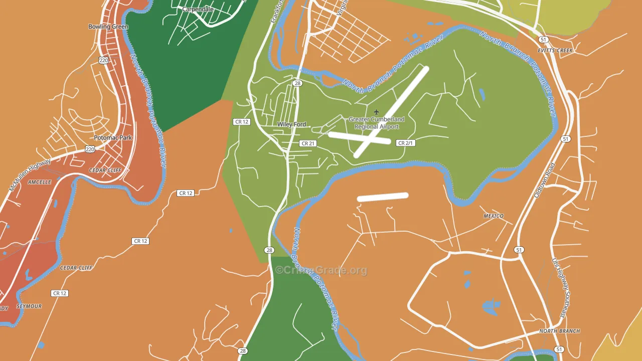 Wiley Ford, WV Map of Assault Rates