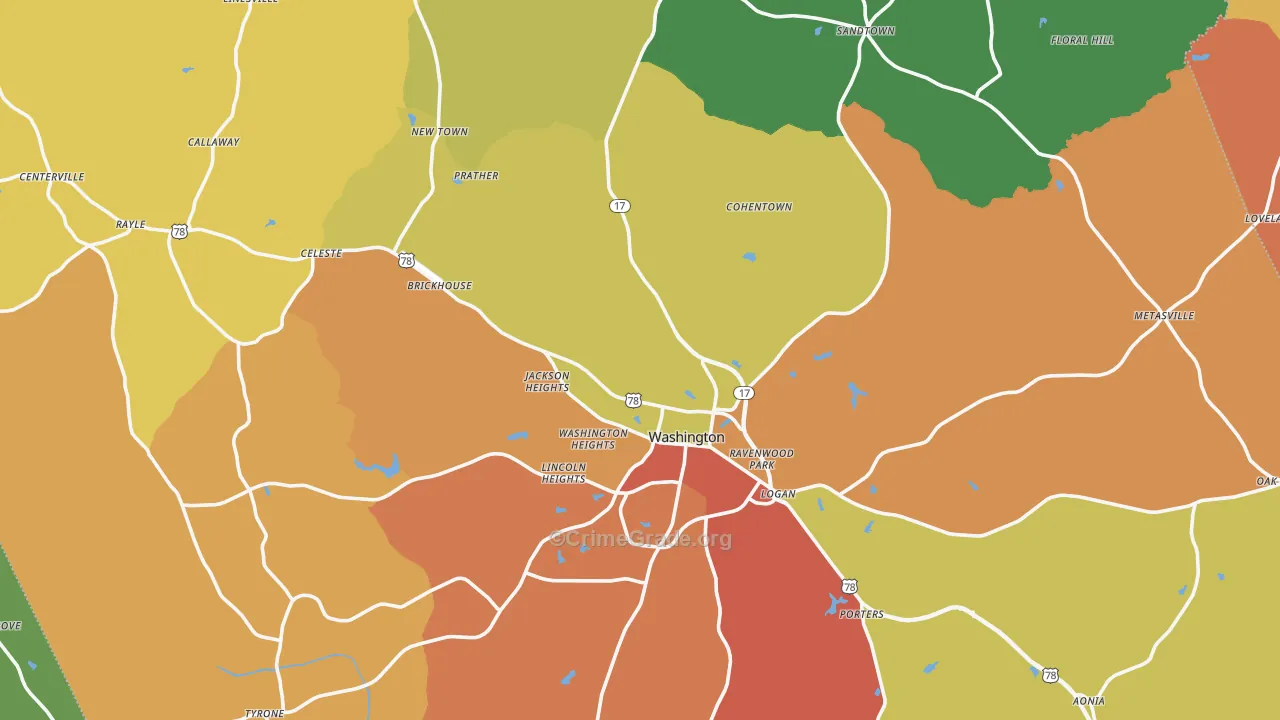 Wilkes County, GA Map of Assault Rates