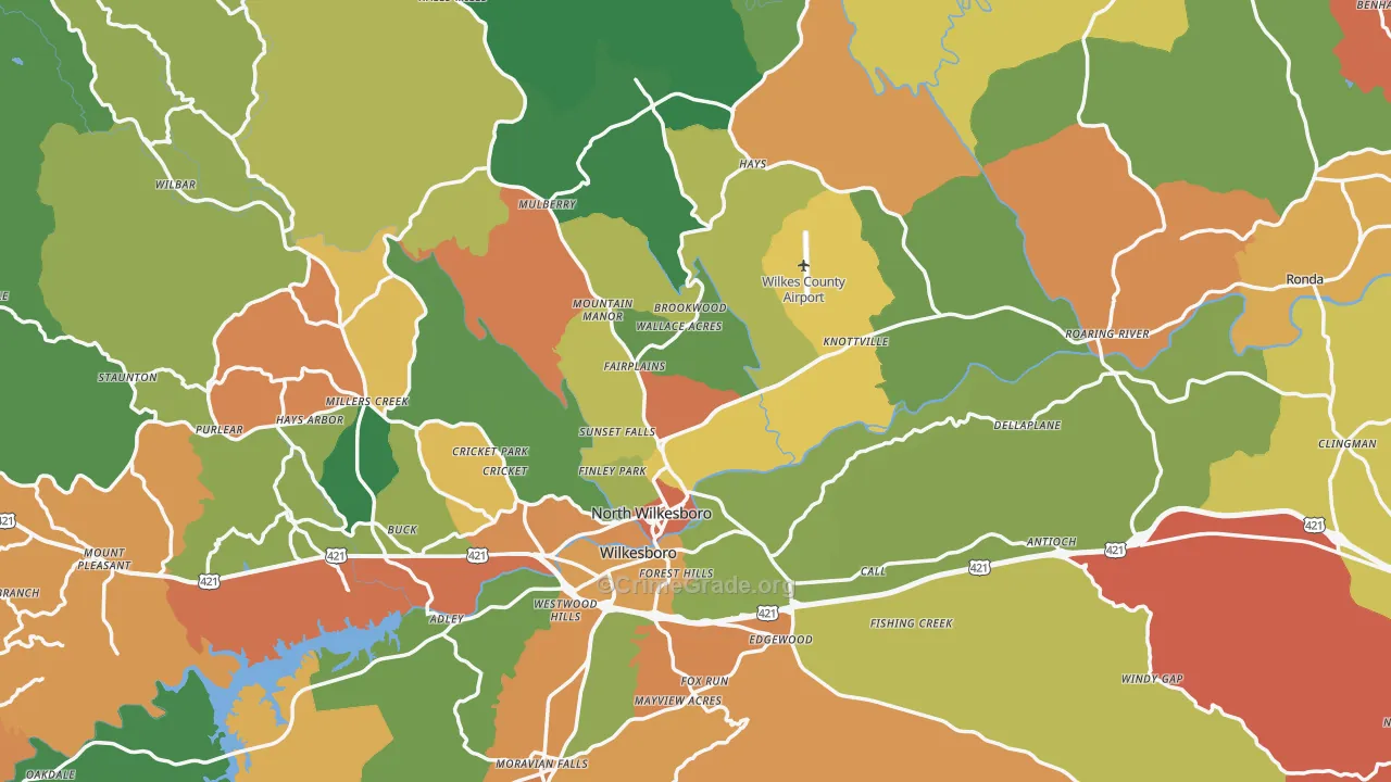 Wilkes County, NC Map of Assault Rates