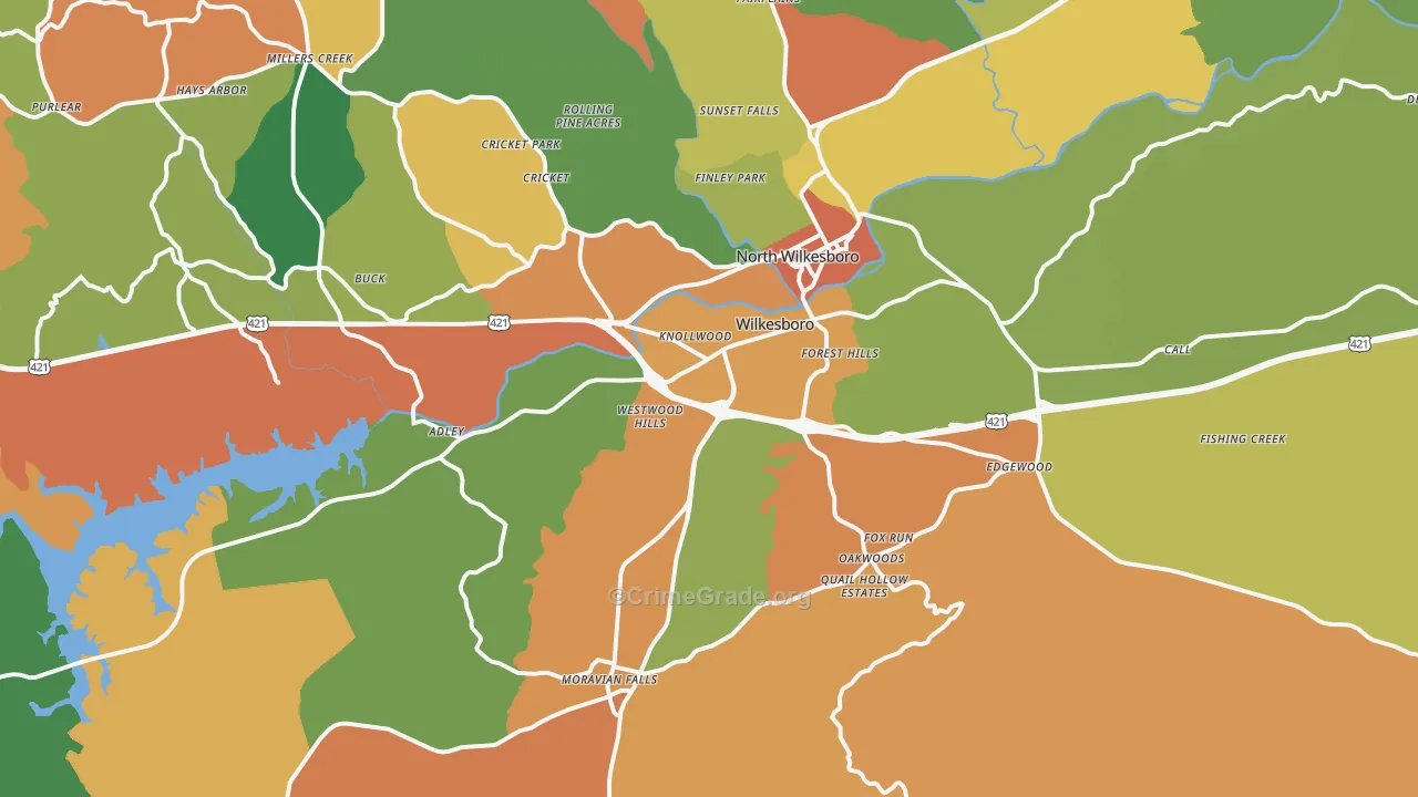 Wilkesboro, NC Map of Assault Rates