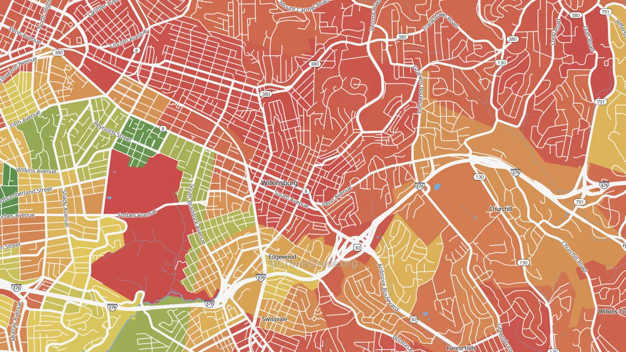 Wilkinsburg, PA Map of Assault Rates