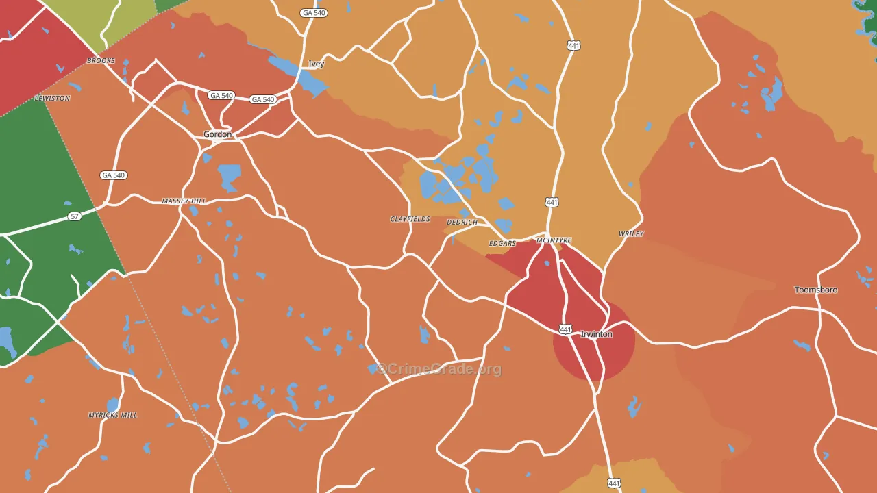 Wilkinson County, GA Map of Assault Rates