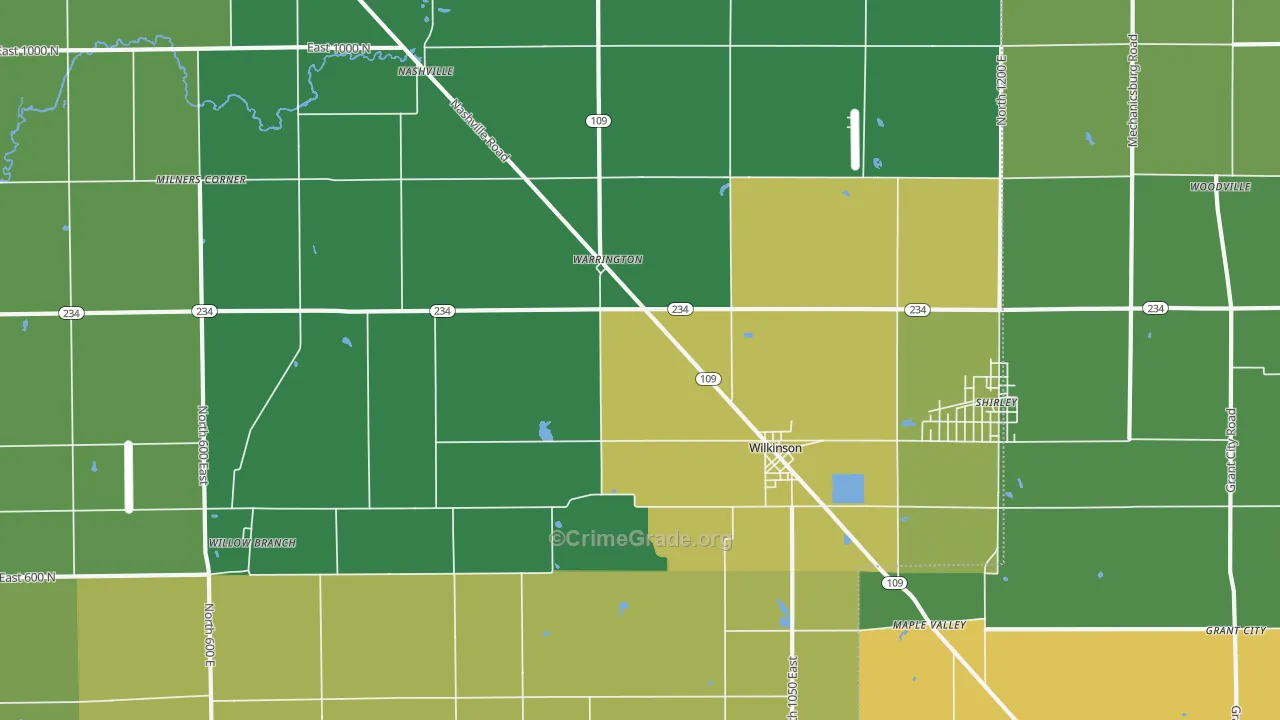 Wilkinson, IN Map of Assault Rates