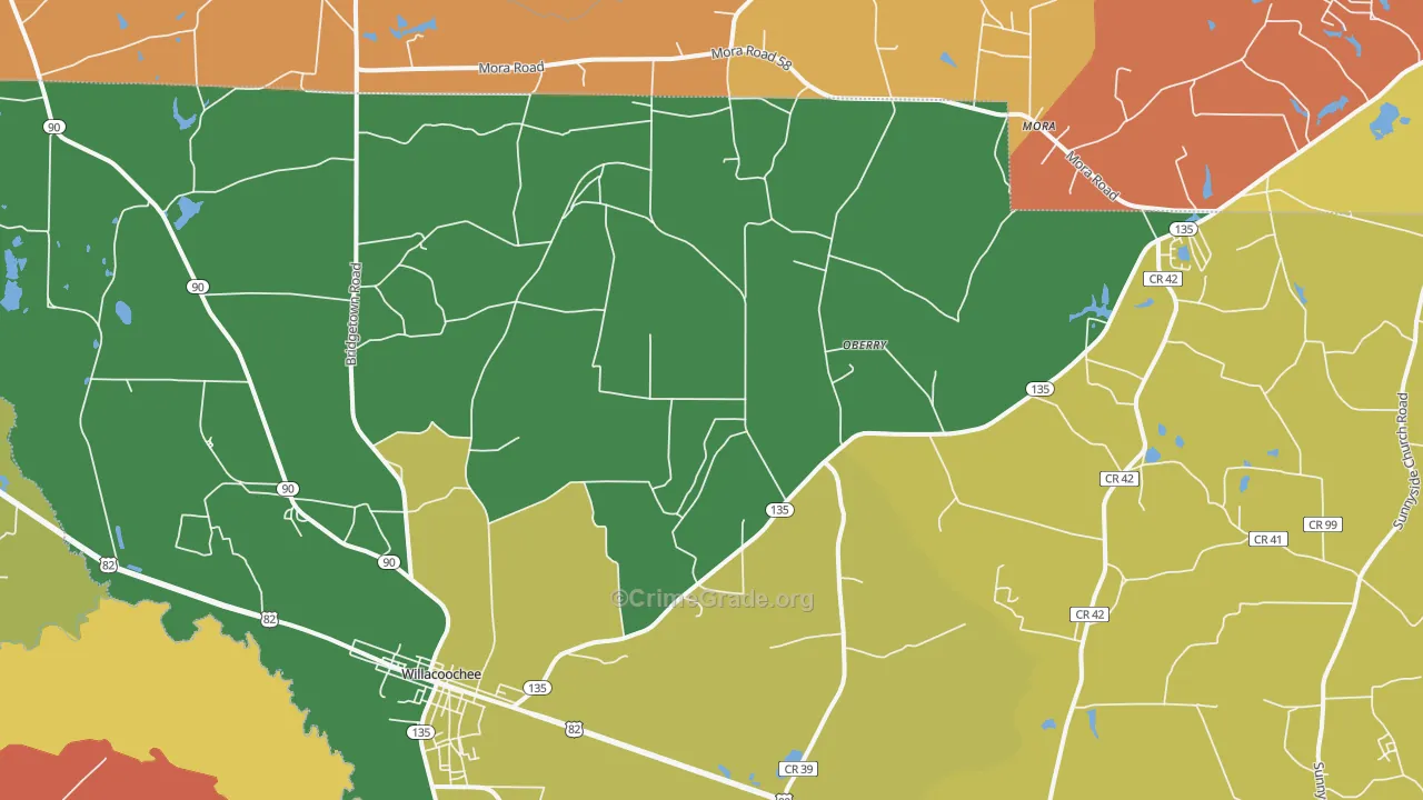 Willacoochee, GA Map of Assault Rates