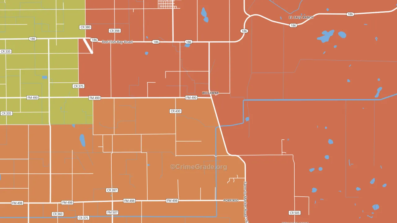 Willamar, TX Map of Assault Rates