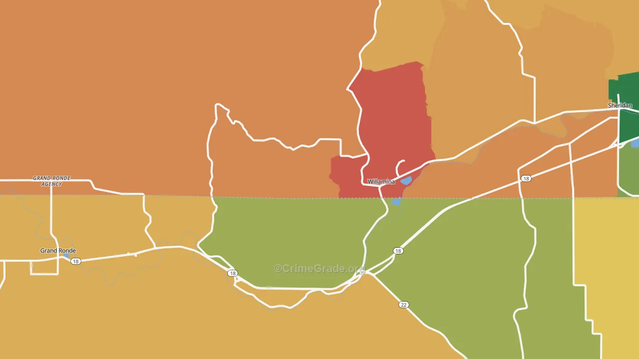 Willamina, OR Map of Assault Rates