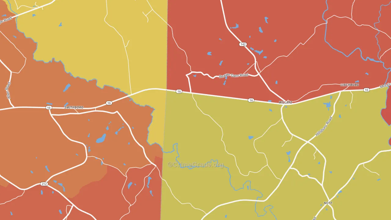 Willard, GA Map of Assault Rates