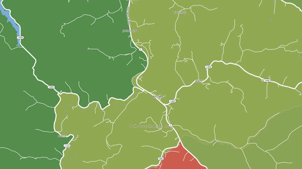 Willard, KY Map of Assault Rates