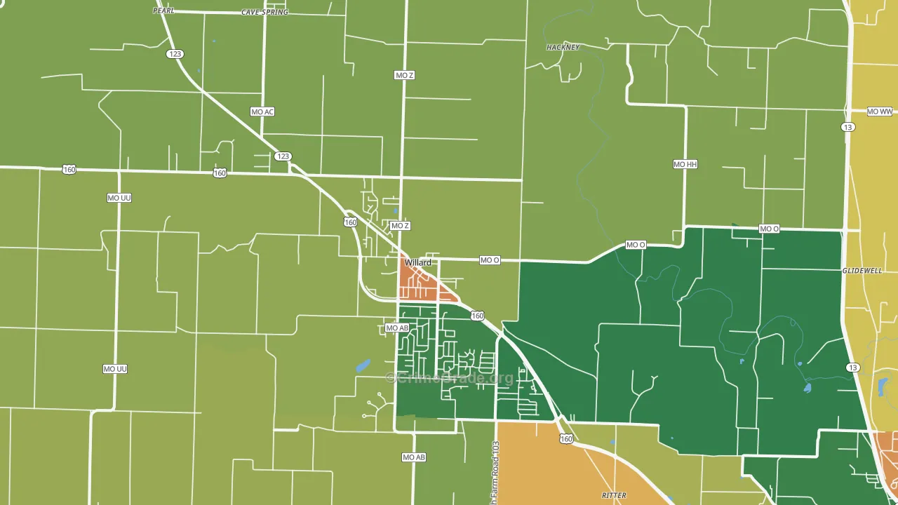 Willard, MO Map of Assault Rates