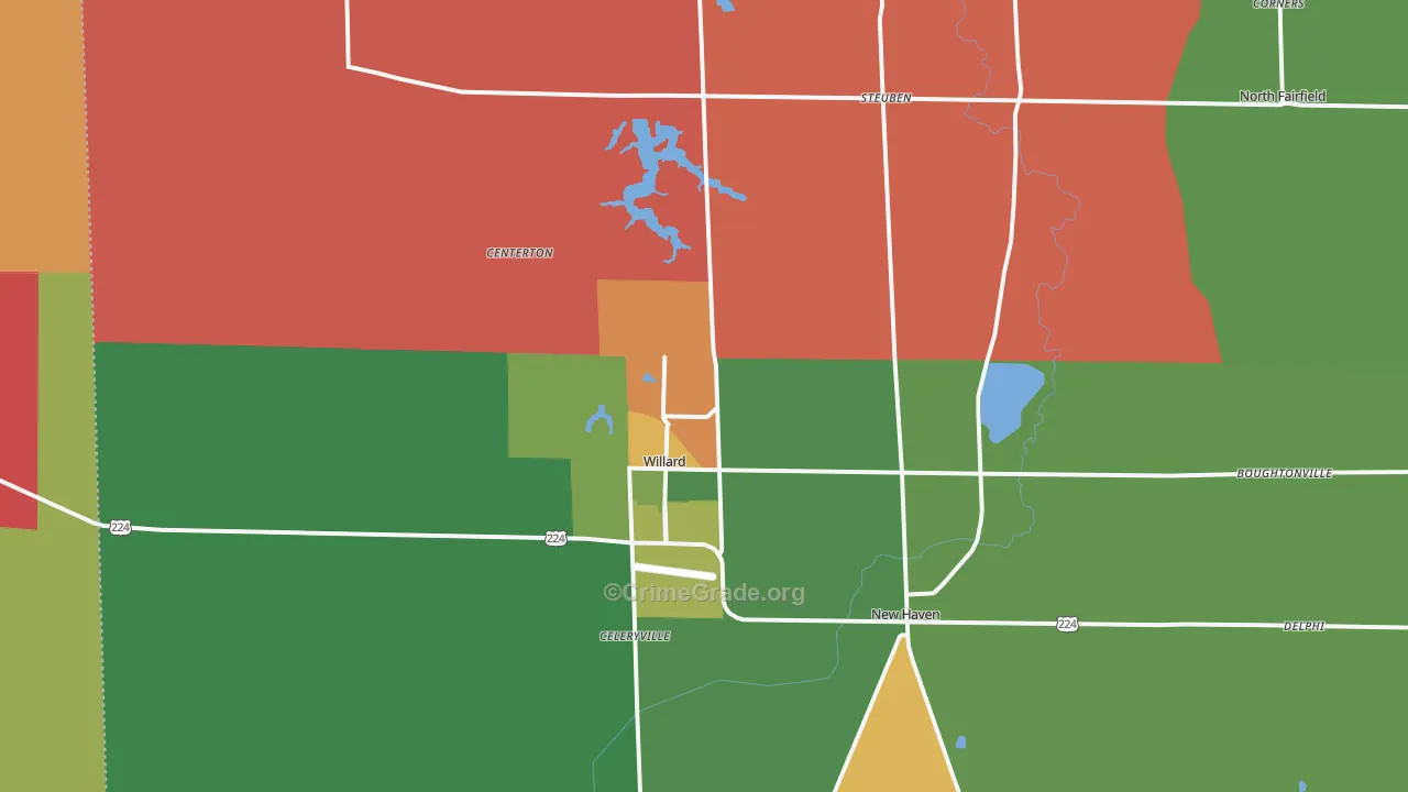 Willard, OH Map of Assault Rates