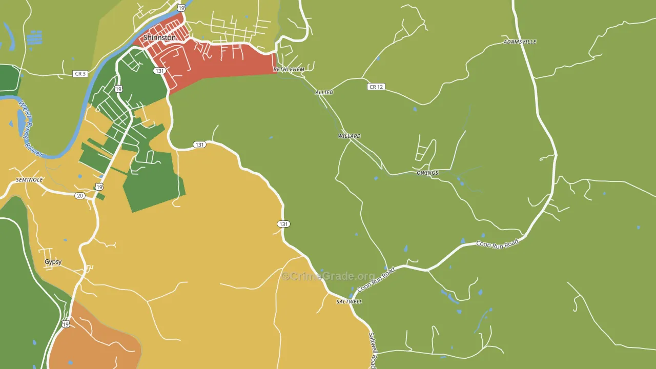 Willard, WV Map of Assault Rates
