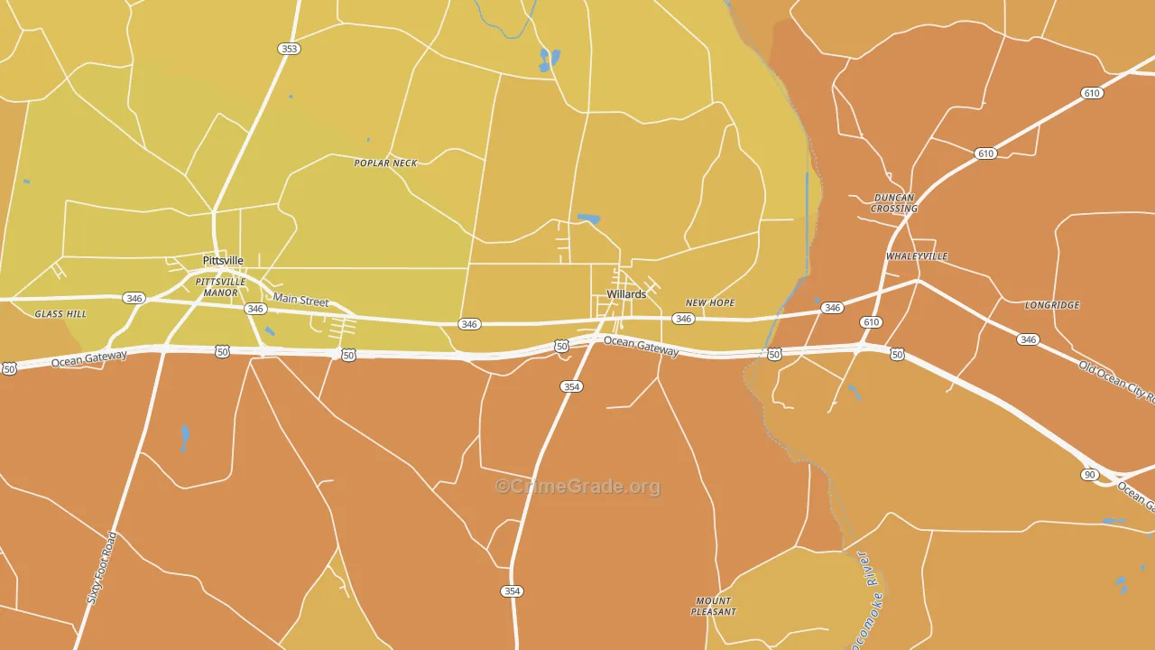 Willards, MD Map of Assault Rates