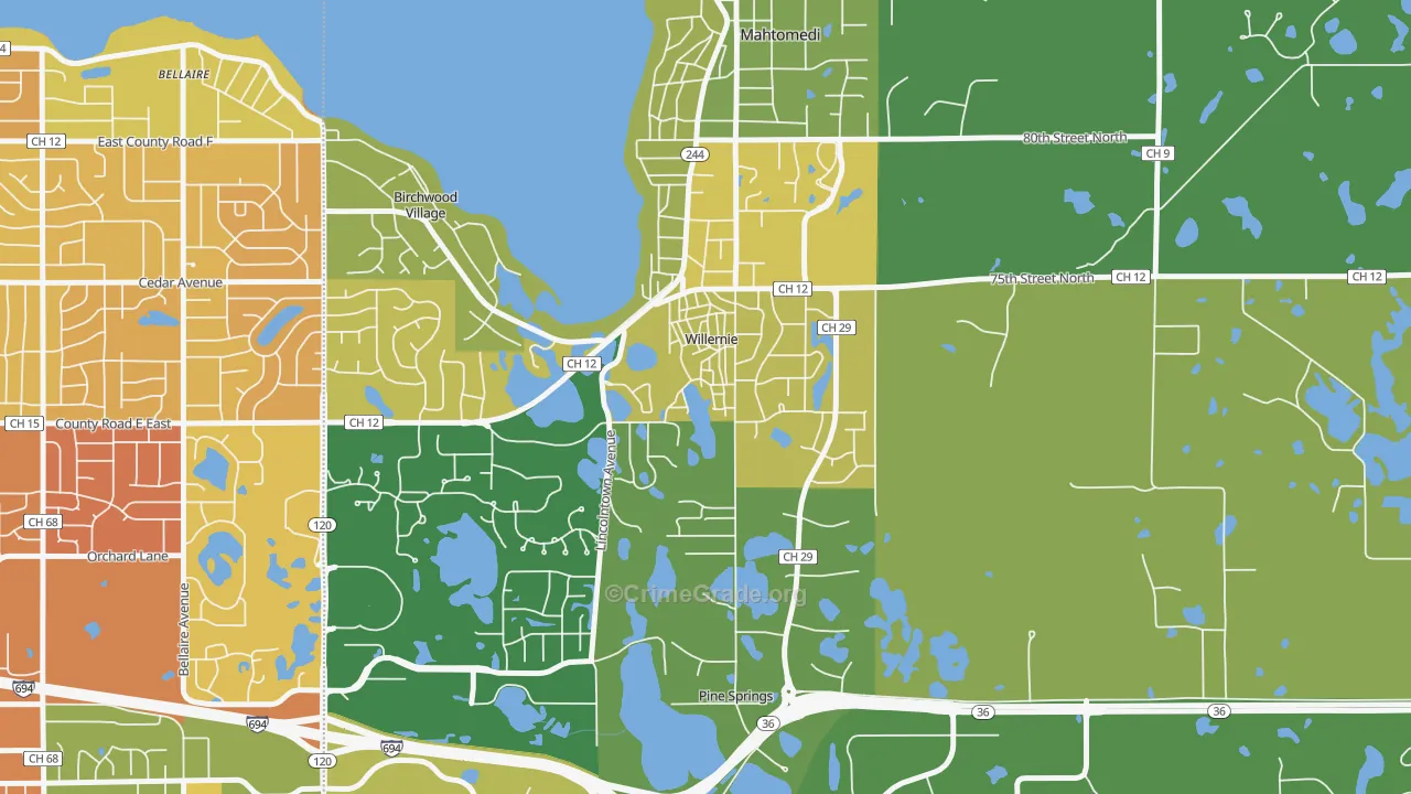 Willernie, MN Map of Assault Rates