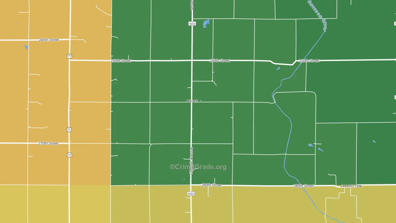 Willey, IA Map of Assault Rates
