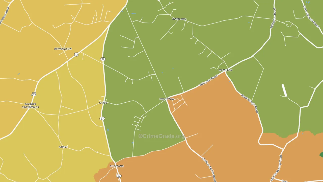 Willeyton, NC Map of Assault Rates