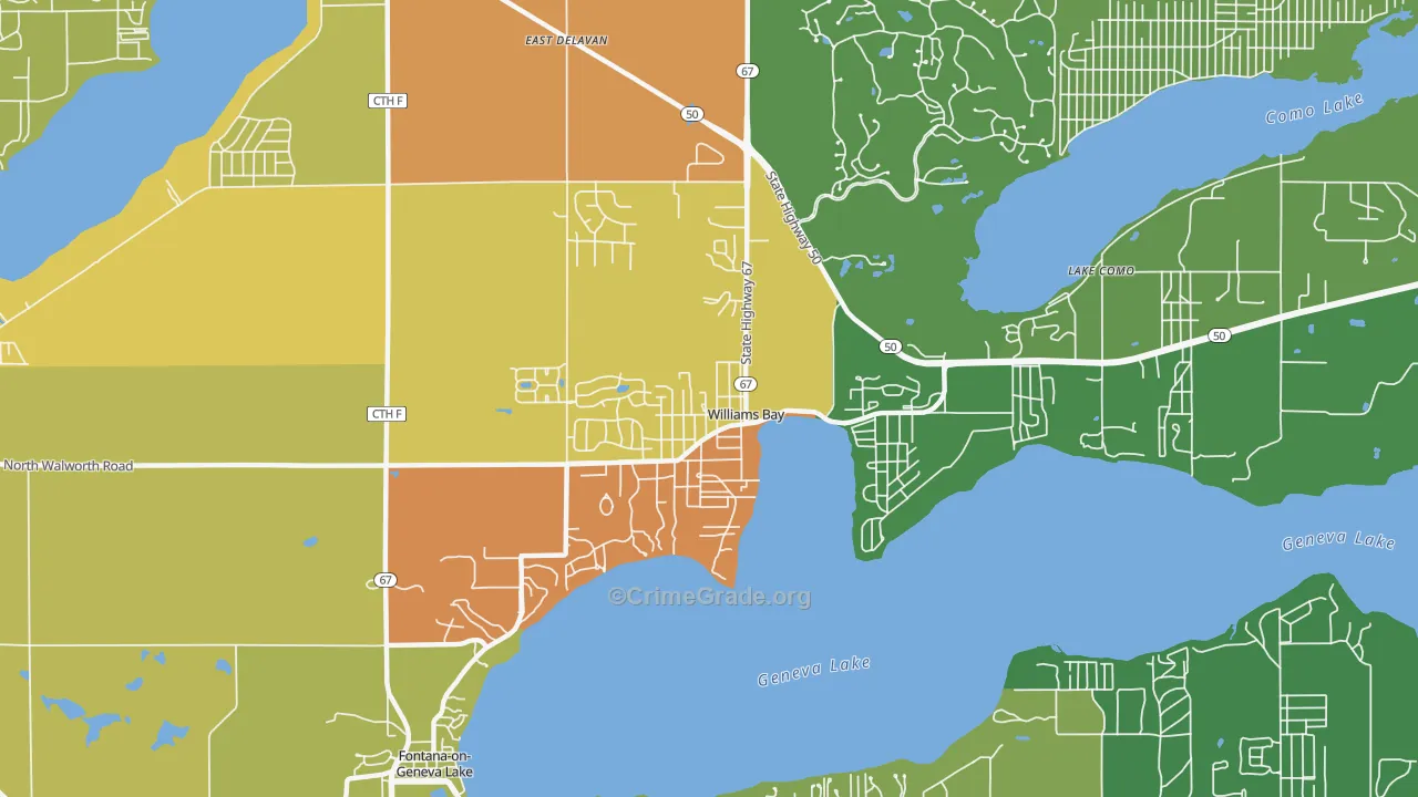 Williams Bay, WI Map of Assault Rates