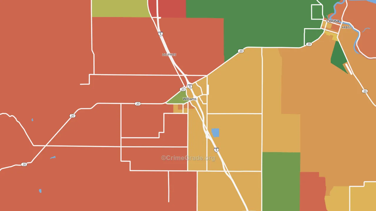 Williams, CA Map of Assault Rates