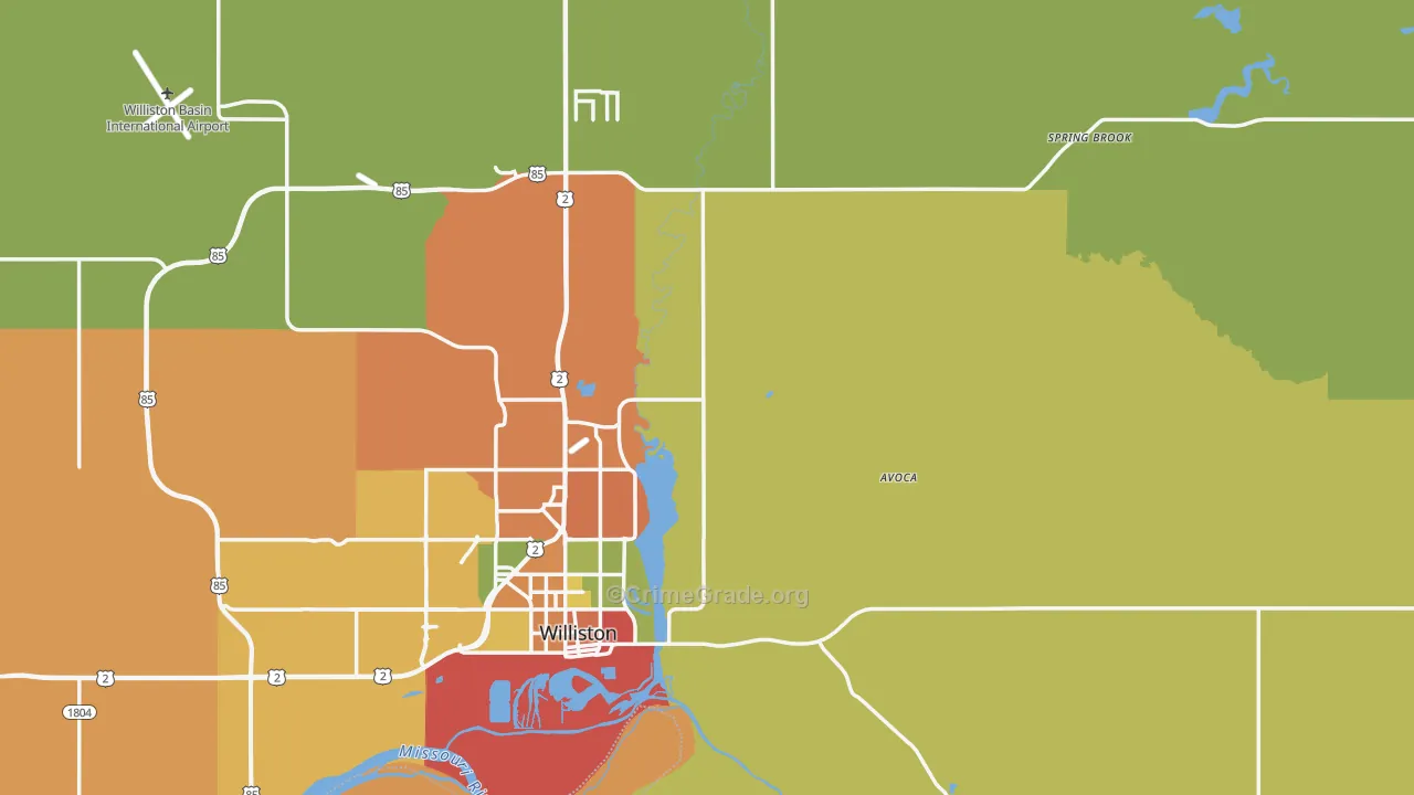 Williams County, ND Map of Assault Rates