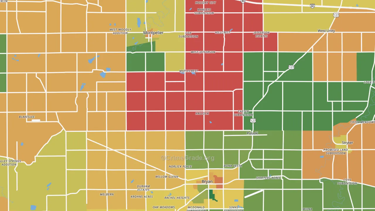 Williams County, OH Map of Assault Rates