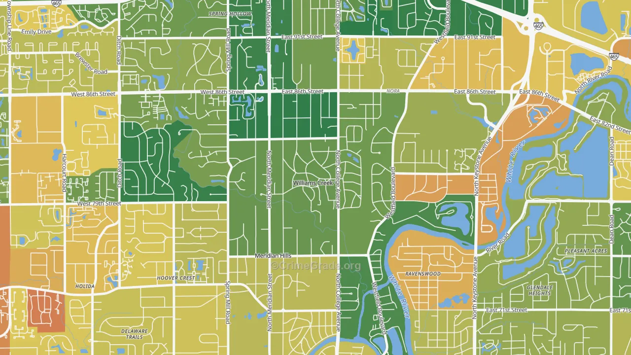 Williams Creek, IN Map of Assault Rates